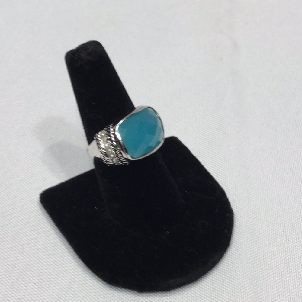 5/$25 ring size 8 turquoise stone & sparkles